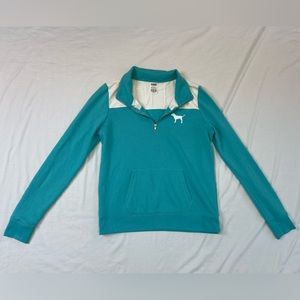 Pink By Victoria Secret Blue and White Quarter Zip Pullover Size M